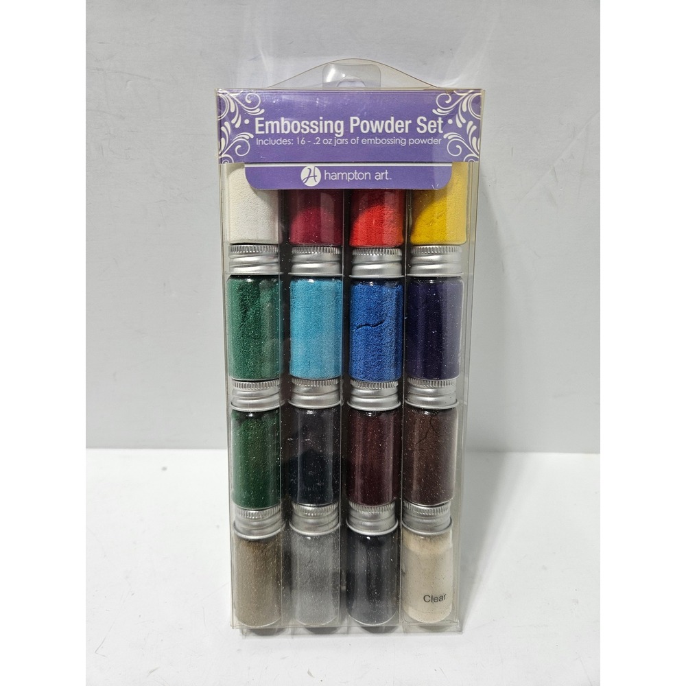 Hampton Art Embossing Powder Set 16 Pack Multi-Color Jars EMV002